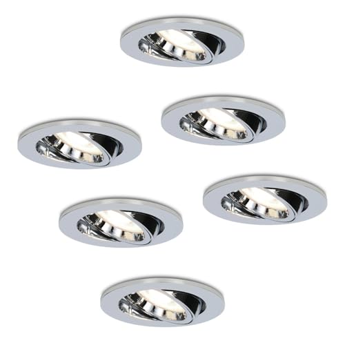 HOFTRONIC - LED Einbaustrahler 230V Schwenkbar Dimmbar Edelstahl 4000K Neutralweiß 6er set Deckeneinbauleuchte 6x400 Lm Einbauspots IP20 für innenbereich Deckeneinbaustrahler, Wohnzimmer und Büro HOFTRONIC - LED Einbaustrahler 230V Schwenkbar Dimmbar Edelstahl 4000K Neutralweiß 6er set Deckeneinbauleuchte 6x400 Lm Einbauspots IP20 für innenbereich Deckeneinbaustrahler, Wohnzimmer und Büro von HOFTRONIC