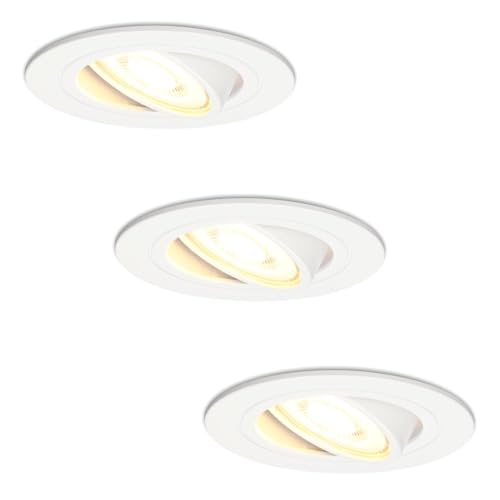 HOFTRONIC - LED Einbaustrahler 230V Schwenkbar Dimmbar Weiß Warmweiß Lichtfarbe 3er set Deckeneinbauleuchte 3x400 Lumen Einbauspots IP20 für innenbereich - Deckeneinbaustrahler, Wohnzimmer und Büro von HOFTRONIC