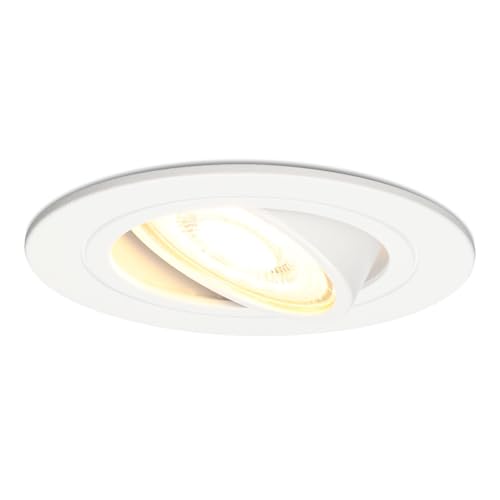 HOFTRONIC - LED Einbaustrahler 230V Schwenkbar Dimmbar Weiß Warmweiß Lichtfarbe Deckeneinbauleuchte 1x345 lumen Einbauspots IP20 für innenbereich - Deckeneinbaustrahler, Wohnzimmer und Büro von HOFTRONIC