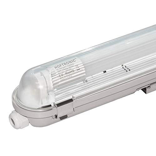 HOFTRONIC - LED-Feuchtraumleuchte 120 cm 3000K Warmweiß 18W 1980lm 110lm/W Flimmerfrei Verlinkbar T8 Werkstattlampe IP65 Wasserfest Wannenleuchte Leuchte für Garage Keller Bad Büro Warenhaus von HOFTRONIC