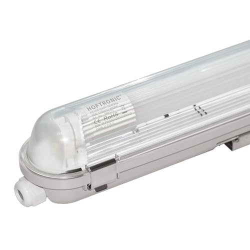 HOFTRONIC - LED-Feuchtraumleuchte 120 cm 4000K Neutralweiß 18W 1980lm 110lm/W Flimmerfrei Verlinkbar T8 Werkstattlampe IP65 Wasserfest Wannenleuchte Leuchte für Garage Keller Bad Büro Warenhaus von HOFTRONIC