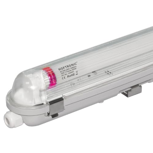 HOFTRONIC - LED-Feuchtraumleuchte 120 cm 4000K Neutralweiß 18W 3150lm 175lm/W Flimmerfrei Verlinkbar T8 Werkstattlampe IP65 Wasserfest Wannenleuchte Leuchte für Garage Keller Bad Büro Warenhaus von HOFTRONIC