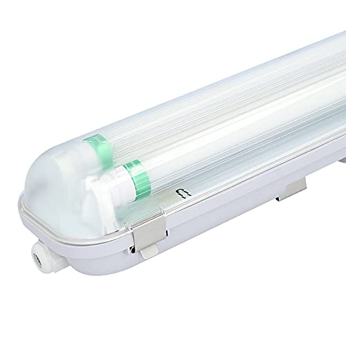 HOFTRONIC - LED-Feuchtraumleuchte 120cm 6000K KaltWeiß 36W 5760lm 160lm/W Flimmerfrei Verlinkbar T8 Werkstattlampe IP65 Wasserfest Wannenleuchte Doppel für Garage Keller Büro von HOFTRONIC