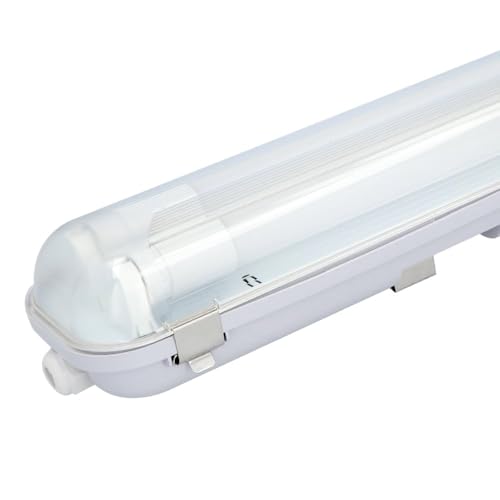 HOFTRONIC - LED-Feuchtraumleuchte 150 cm 3000K 48W 5280lm 110lm/W Inkl. flimmerfreie LED Röhren verlinkbar Werkstattlampe IP65 Wasserfest Wannenleuchte kellerleuchte - Doppel HOFTRONIC - LED-Feuchtraumleuchte 150 cm 3000K 48W 5280lm 110lm/W Inkl. flimmerfreie LED Röhren verlinkbar Werkstattlampe IP65 Wasserfest Wannenleuchte kellerleuchte - Doppel von HOFTRONIC