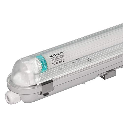 HOFTRONIC - LED-Feuchtraumleuchte 150cm 4000K Neutralweiß 25W 3500lm 140lm/W Flimmerfrei Verlinkbar T8 Werkstattlampe IP65 Wasserfest Wannenleuchte für Garage Keller Büro von HOFTRONIC