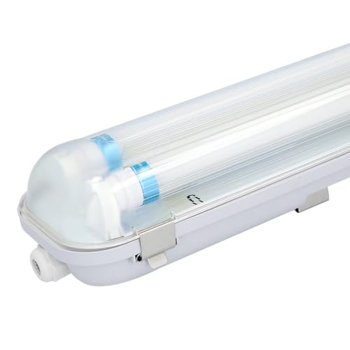 HOFTRONIC - LED-Feuchtraumleuchte 150cm 4000K Neutralweiß 50W 7000lm 140lm/W Flimmerfrei Verlinkbar T8 Werkstattlampe IP65 Wasserfest Wannenleuchte Doppel für Garage Keller Büro von HOFTRONIC