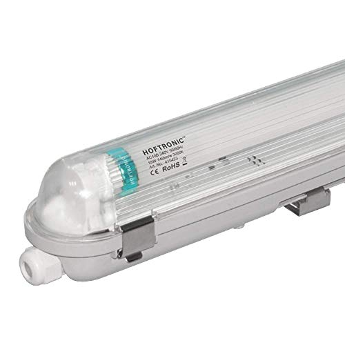 HOFTRONIC - LED-Feuchtraumleuchte 60 cm 3000K 9W 1260lm 140lm/W Inkl. flimmerfreie LED Röhren verlinkbar Werkstattlampe IP65 Wasserfest Wannenleuchte kellerleuchte von HOFTRONIC