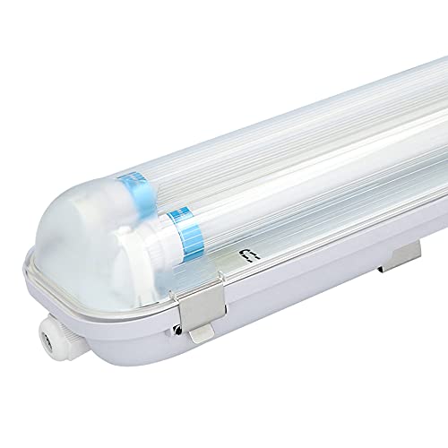 HOFTRONIC - LED-Feuchtraumleuchte 60 cm 4000K 18W 2520lm 140lm/W Inkl. flimmerfreie LED Röhren verlinkbar Werkstattlampe IP65 Wasserfest Wannenleuchte kellerleuchte Doppel von HOFTRONIC