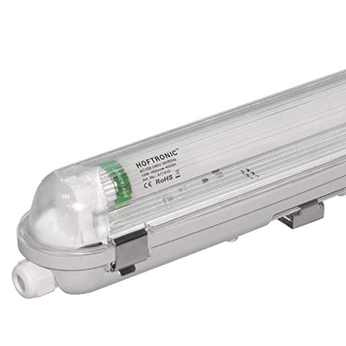 HOFTRONIC - LED-Feuchtraumleuchte 60 cm 4000K 9W 1440lm 160lm/W Inkl. flimmerfreie LED Röhren verlinkbar Werkstattlampe IP65 Wasserfest Wannenleuchte kellerleuchte von HOFTRONIC