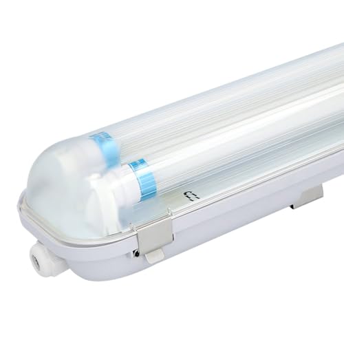 HOFTRONIC - LED-Feuchtraumleuchte 60 cm 6000K 18W 2520lm 140lm/W Inkl. flimmerfreie LED Röhren verlinkbar Werkstattlampe IP65 Wasserfest Wannenleuchte kellerleuchte Doppel von HOFTRONIC