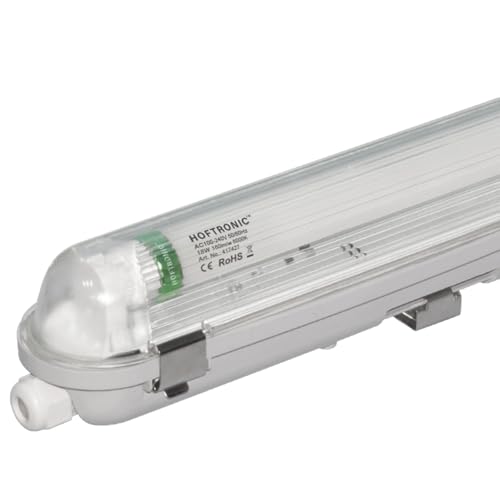 HOFTRONIC - LED-Feuchtraumleuchte 60 cm 6000K 9W 1440lm 160lm/W Inkl. flimmerfreie LED Röhren verlinkbar Werkstattlampe IP65 Wasserfest Wannenleuchte kellerleuchte von HOFTRONIC