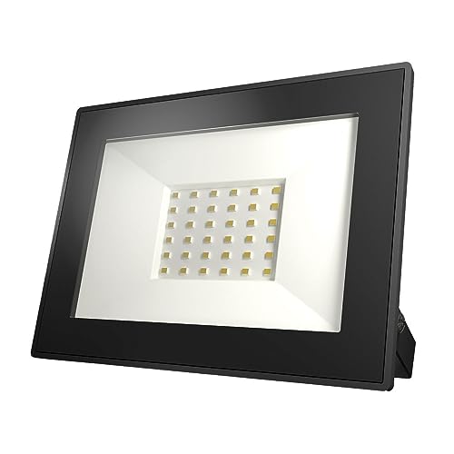 HOFTRONIC - LED Fluter Lumos - 30 Watt 2880 Lumen - 4000K Neutralweiß - Ersetzt 160 Watt - 2 Jahre Garantie - LED Strahler außen Schwarz - IK05 Vandalismusschutz - Ultradünn von HOFTRONIC