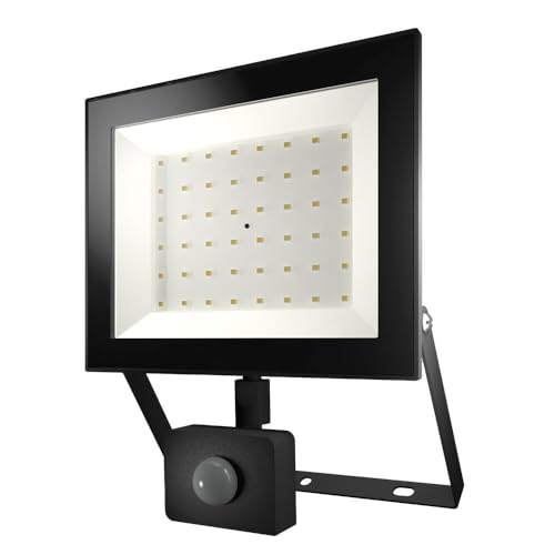 HOFTRONIC - LED Strahler mit Bewegungsmelder und Dämmerungsschalter 50W - PIR 10m 120° - 2830lm ersetzt 160W - Außenstrahler 6500K Kaltweiß- IP65 Strahler außen - Scheinwerfer von HOFTRONIC