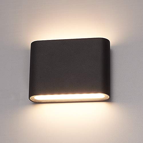 HOFTRONIC - LED Wandleuchte Dallas Small Up Down 6W 360Lm Up Down Spotlight 3000K Warmweiß Schwarz IP65 Wasserdicht Moderne Innenwandleuchte für Terrasse, Bad und Wohnzimmer 115x76.5 x30 mm (LxBxH) von HOFTRONIC