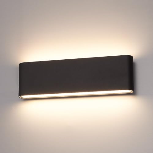 HOFTRONIC - LED Wandleuchte Dallas XL Up Down 24W 1350Lm Up Down Spotlight 3000K Warmweiß Schwarz IP65 Wasserdicht Moderne Innenwandleuchte für Terrasse, Bad und Wohnzimmer 115x76.5 x30 mm (LxBxH) von HOFTRONIC