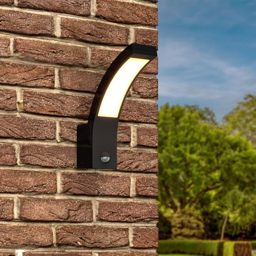 HOFTRONIC - außenleuchte mit bewegungsmelder Schwarz 3000K IP54 wandlampe mit bewegungsmelder innen led außenleuchte mit bewegungsmelder, für Garten, Wohnzimmer und bad von HOFTRONIC