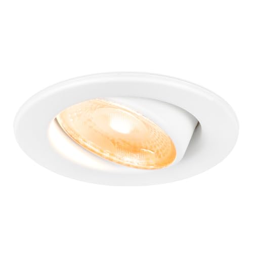HOFTRONIC - Malta - LED Einbaustrahler Weiß - 5W Dim to Warm (1800K-2700K) - IP44 Wasserdicht - Schwenkbar, Dimmbar - Deckenstrahler für innen, außen und Badezimmer - 5 Jahre Garantie von HOFTRONIC