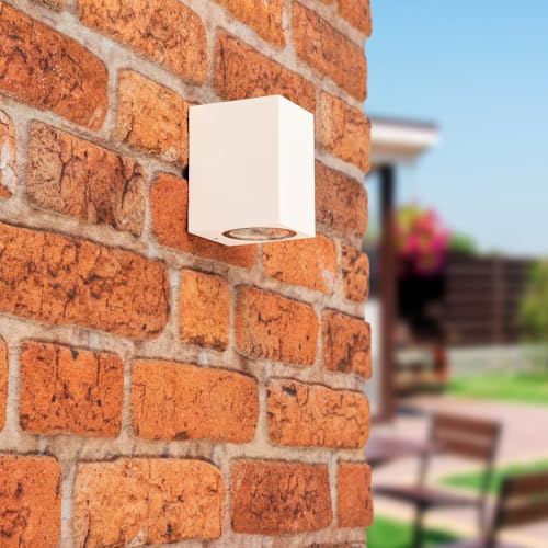 HOFTRONIC - Marion - Dimmbare LED-Wandleuchte Würfel - GU10 ohne Leuchtmittel - IP65 - Weiß - Innen- und Außenbereich - 3 Jahre Garantie von HOFTRONIC