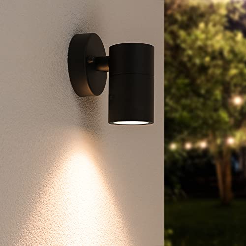 HOFTRONIC - Mason - LED Wandleuchte Schwarz - Excl. GU10 Lichtquelle - IP44 für innen, außen und Badezimmer - LED Außenleuchte - Dimmbar - Downlight von HOFTRONIC