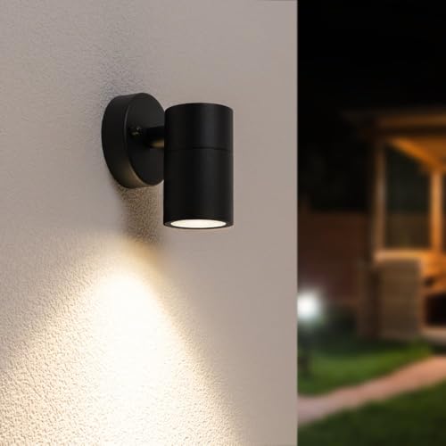 HOFTRONIC - Mason - LED Wandleuchte Schwarz - GU10 4000K Neutralweiß - IP44 für innen, außen und Badezimmer - LED Außenleuchte - Dimmbar - Downlight von HOFTRONIC