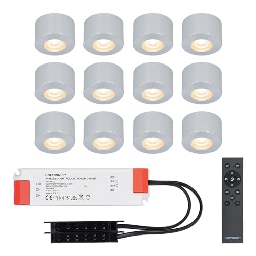 HOFTRONIC - Navarra - 12x Mini Mini LED Einbaustrahler/Aufbaustrahler 12V- IP44 wasserdicht - Für, Carport, Gartenhaus, Bad - Dimmbar von HOFTRONIC