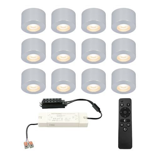 HOFTRONIC - Navarra - 12x Mini Mini LED Einbaustrahler/Aufbaustrahler 12V- IP44 wasserdicht - Für, Carport, Gartenhaus, Bad - Dimmbar von HOFTRONIC