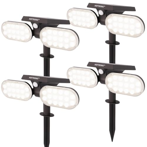 HOFTRONIC - Pato PIR - 4er LED Gartenstrahler Solar - mit Bewegungsmelder und Dämmerungsschalter - 6000K Tageslichtweiß - IP65 Wasserdicht - 300 Lumen - Erdspießstrahler HOFTRONIC - Pato PIR - 4er LED Gartenstrahler Solar - mit Bewegungsmelder und Dämmerungsschalter - 6000K Tageslichtweiß - IP65 Wasserdicht - 300 Lumen - Erdspießstrahler von HOFTRONIC