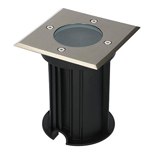 HOFTRONIC - Ramsay LED Bodenstraher außen - 230V GU10 Fassung Wechselbar - IP67 Wasserdicht - Edelstahl - Einbaustrahler Terrasse Eckig - Bis zu 1000 kg Belastbar (befahrbar & kratzfest) von HOFTRONIC