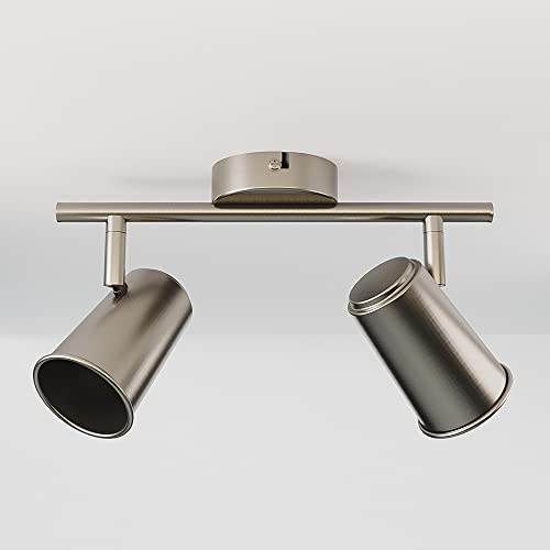 HOFTRONIC - Riga LED Deckenstrahler 2-Flammig - Edelstahl -2 Spots drehbar - GU10 - Deckenspot für Wohnzimmer, Küche, Flur - Deckenleuchte - Spotlampe (L274mm) von HOFTRONIC