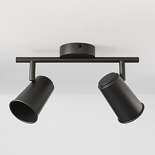 HOFTRONIC - Riga LED Deckenstrahler 2-Flammig - Schwarz - 2 Spots drehbar - GU10 - Deckenspot für Wohnzimmer, Küche, Flur - Deckenleuchte - Spotlampe (L274mm) von HOFTRONIC