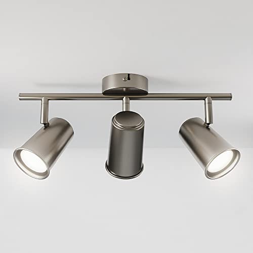 HOFTRONIC - Riga LED Deckenstrahler 3-Flammig - Edelstahl - 3 Spots drehbar - GU10 400 Lm 4W 6500K Tageslichtweiß - Deckenspot für Wohnzimmer, Küche, Flur - Deckenleuchte - Spotlampe (L474mm) von HOFTRONIC