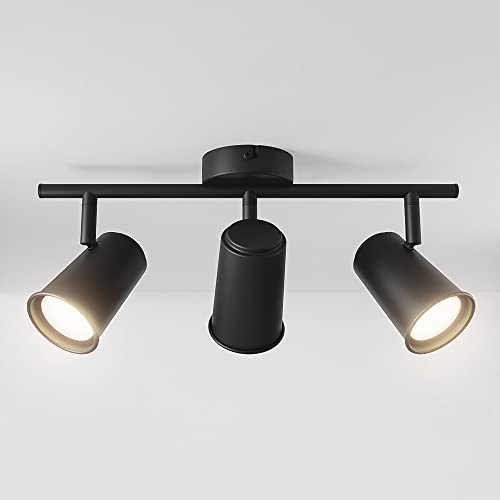 HOFTRONIC - Riga LED Deckenstrahler 3-Flammig - Schwarz - 3 Spots drehbar - GU10 400 Lm 5W 4000K Neutralweiß - Deckenspot für Wohnzimmer, Küche, Flur - Deckenleuchte - Spotlampe (L474mm) von HOFTRONIC