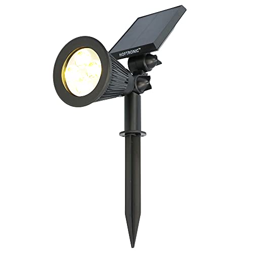 HOFTRONIC - Solar Gartenstrahler Bend IP65 Wasserdicht 3000K Gartenleuchte LED Solarlampen für Außen Solarleuchte Erdspieß Wegeleuchte mit Wintersolar Solarpanel Warmweiß Garten Solarstrahler von HOFTRONIC