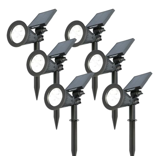 HOFTRONIC - Solar Gartenstrahler Bend IP65 Wasserdicht 6000K Gartenleuchte LED Solarlampen für Außen Solarleuchte 6 Stücke Erdspieß Wegeleuchte mit Wintersolar Solarpanel KaltweißGarten Solarstrahler von HOFTRONIC