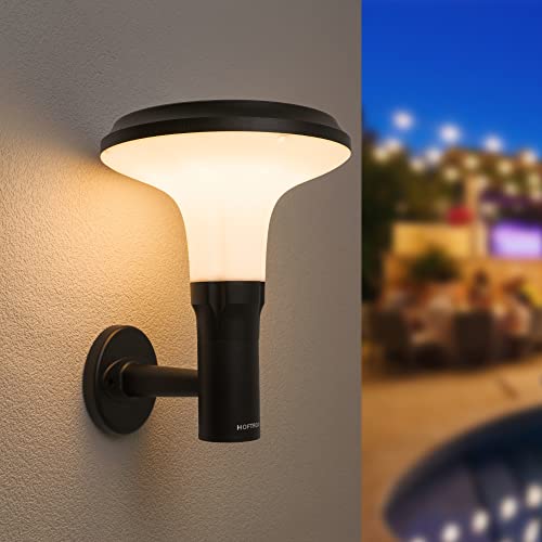 HOFTRONIC - Solarlampen für außen 3000K warm weiß 360° abstrahlwinkel 200 Lumen IP65 Wasserdicht Solar Wandleuchte Gartenlichter für Garten, Terrasse und Zaunbeleuchtung von HOFTRONIC