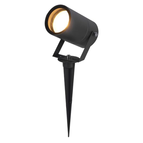 HOFTRONIC - Spikey LED Gartenstrahler Aluminium - IP65 Wasserdicht - GU10 Fassung - Dimmbar - Erdspießstrahler Schwarz (RAL9004) von HOFTRONIC