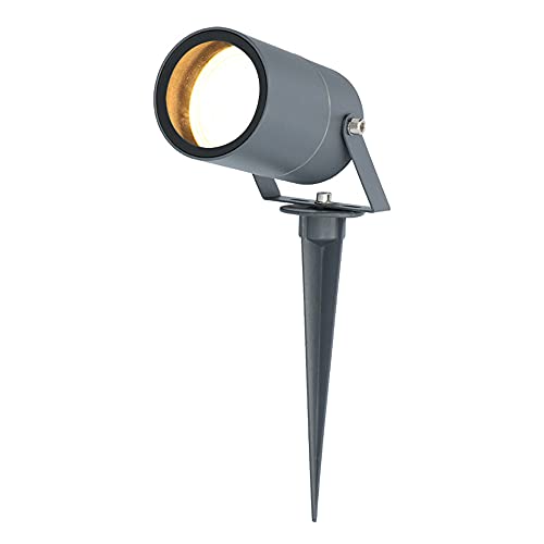 HOFTRONIC - Spikey LED Strahler mit Erdspieß 5 Watt 400lm 2700K Anthrazit IP65 wasserdicht Außenlampe für die Beleuchtung von Garten, Terrasse, Pflanzen, Wegen, Teich Außen-Strahler Gartenstahler von HOFTRONIC