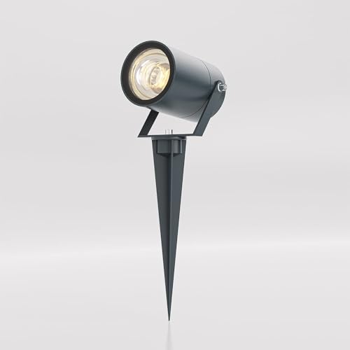 HOFTRONIC - Spikey LED Strahler mit Erdspieß 5 Watt 400lm 2700K Anthrazit IP65 wasserdicht Außenlampe für die Beleuchtung von Garten, Terrasse, Pflanzen, Wegen, Teich Außen-Strahler Gartenstahler von HOFTRONIC
