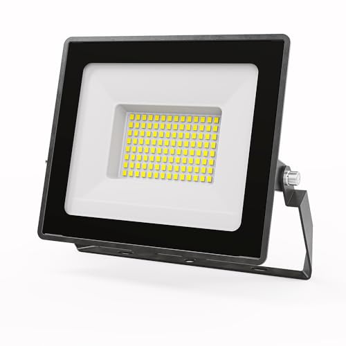 HOFTRONIC Stratos LED Fluter 50W – 4270 Lumen – 4000K Neutralweiß – IP65 – LED Außenlampe für Werkstatt, Parkplatz, Gartenweg & Carport - Schwarz von HOFTRONIC