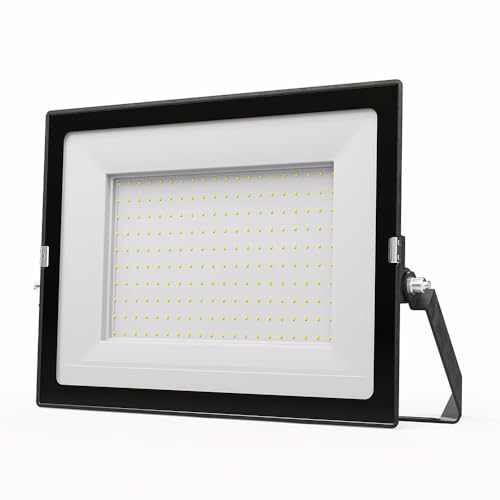 HOFTRONIC Stratos LED Strahler 200W – 23.530 Lumen – 4000K Neutralweiß – IP65 – Außenstrahler für Industrie, Baustellen, Großflächen & Lagerhallen - Schwarz von HOFTRONIC
