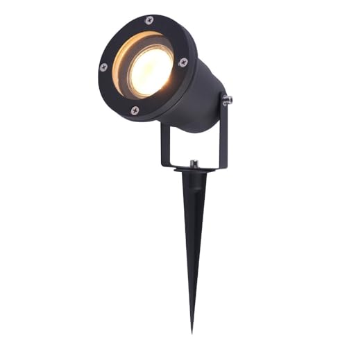 HOFTRONIC - Syndey XL LED Gartenstrahler mit Erdspieß für außen - GU10 2700K Warmweiß - 5 Watt 400 lumen Dimmbar - Schwarz aluminium | Profi Led Strahler für Außen Garten Rasen Baum Wiese von HOFTRONIC