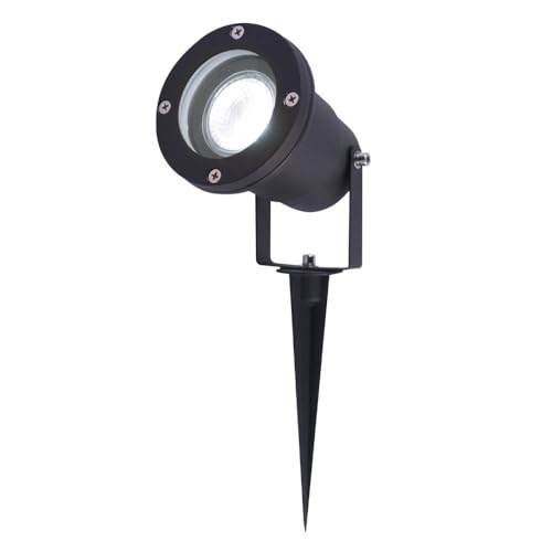 HOFTRONIC - Syndey XL LED Gartenstrahler mit Erdspieß für außen - GU10 6000K Tageslichtweiß - 5 Watt 400 lumen Dimmbar - Schwarz aluminium | Profi Led Strahler für Außen Garten Rasen Baum Wiese von HOFTRONIC
