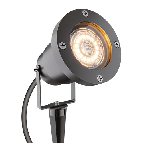 HOFTRONIC - Syndey XL LED Gartenstrahler mit Erdspieß für außen - GU10 - Schwarz aluminium | Profi Led Strahler für Außen Garten Rasen Baum Wiese - Gartenleuchte von HOFTRONIC