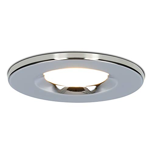 HOFTRONIC - Venezia LED Einbaustrahler Flach 45mm Chrom 230V - IP65 Wasserdicht - 6W 650 Lumen - 2700K Extra Warmweiß - Dimmbar Spots für Badezimmer, Außenbereich, Küche, Wohnzimmer von HOFTRONIC