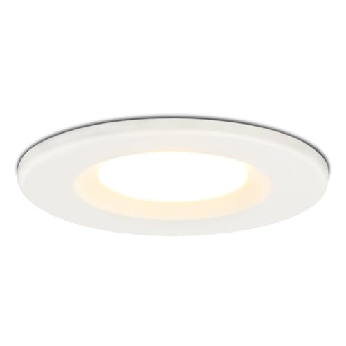 HOFTRONIC - Venezia LED Einbaustrahler Flach 45mm Weiß 230V - IP65 Wasserdicht - 6W 650 Lumen - 2700K Extra Warmweiß - Dimmbar Spots für Badezimmer, Außenbereich, Küche, Wohnzimmer von HOFTRONIC