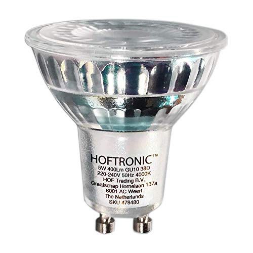 HOFTRONIC - Vorteilspackung 25er GU10 LED Strahler - 4000K Neutralweiß - 5 Watt 400 Lumen (ersetzt 50W) - Dimmbar - LED Spots von HOFTRONIC