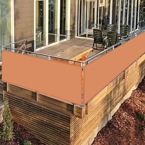 Balkonabdeckung 1.5×2M Wind-und UV-Schutz 185g/m² 100% Polyester, Balkonumspannungen blickdichte mit Ösen und Kabelbinder, für Terrasse und Zaun, Orange von HOFTVOWZB