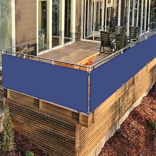 Balkonumrandung 1.2×3.8M Blickdichte 100% Privatsphäre Wetterfest UV-Schutz, blickdichte Balkonbespannung Viele Größe und Farben, für Garten Balkon Terrasse, Dark Blue von HOFTVOWZB