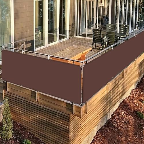 Balkonumspannung 1.6×1.8M Wetterfest UV-Schutz 100% Schutz der Privatsphäre, Blickdichte Balkonumspannungen mit Ösen und Kabelbinder, für Garten Balkon Terrasse, Brown von HOFTVOWZB