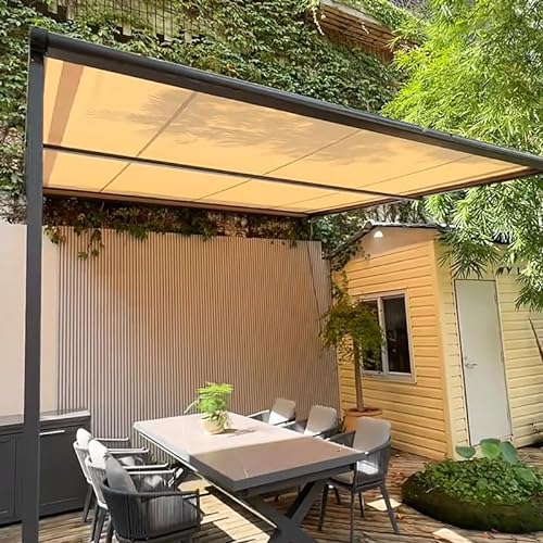 Sonnenschutz Balkon 1.8×2.5M Premium HDPE wetterbeständig atmungsaktiv, Schattiernetz Garten Mit Ösen Und Kordel für Gewächshaus Zwinger, Beige von HOFTVOWZB